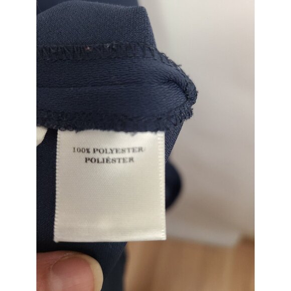 Ann Taylor Womens Shift Dress Size 4 Navy Lace Illusion Short Sleeve Minimalist - Picture 5 of 8